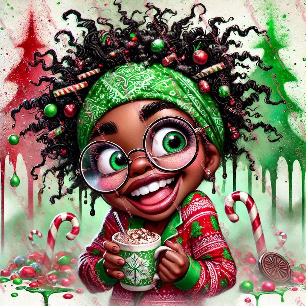 Funny Faces Festive and Versatile (Red & Green Bandana Woman) - Digitial File Bundle