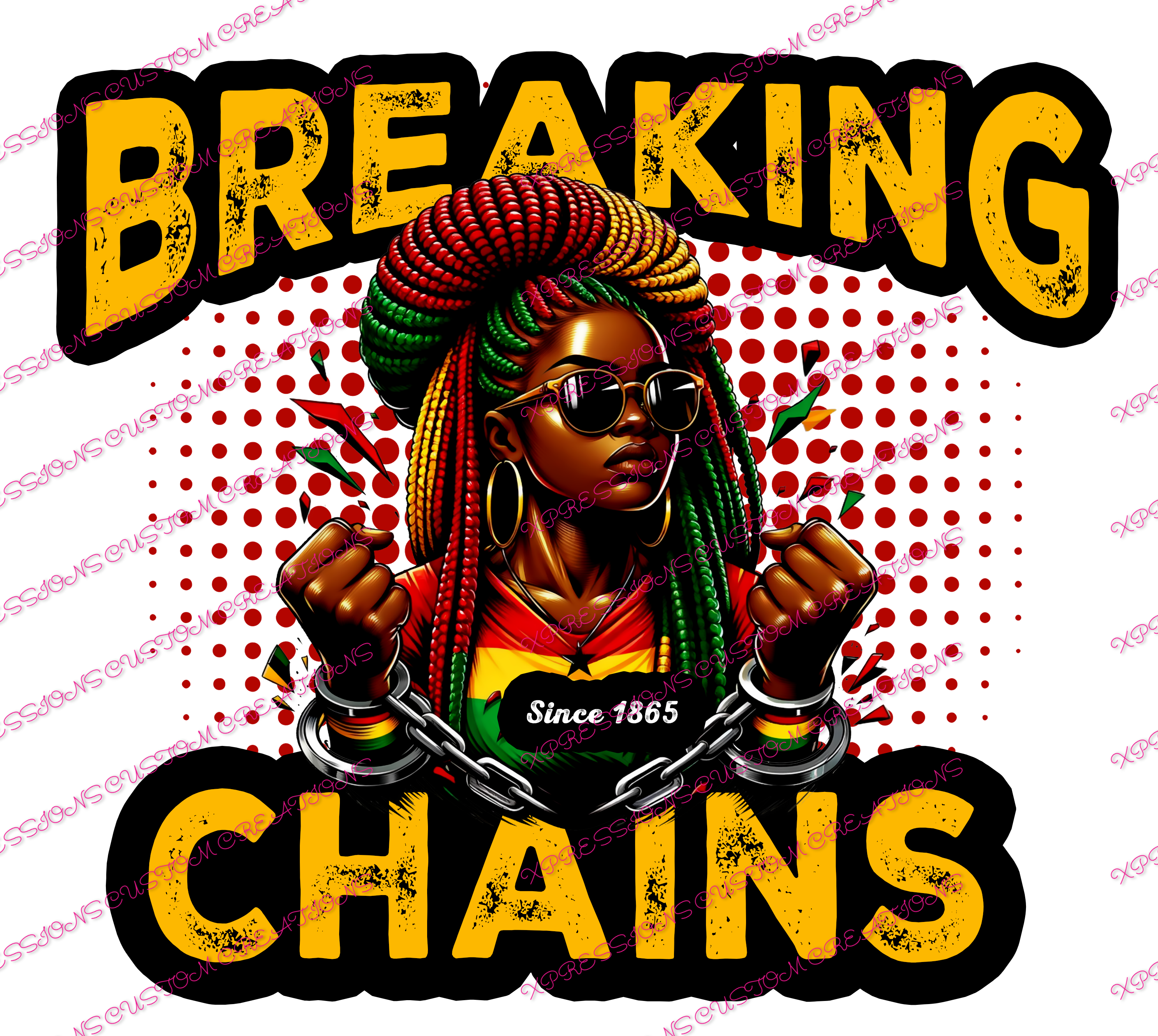 Juneteenth - Breaking Chains Girl -DTF -   We Print you Press