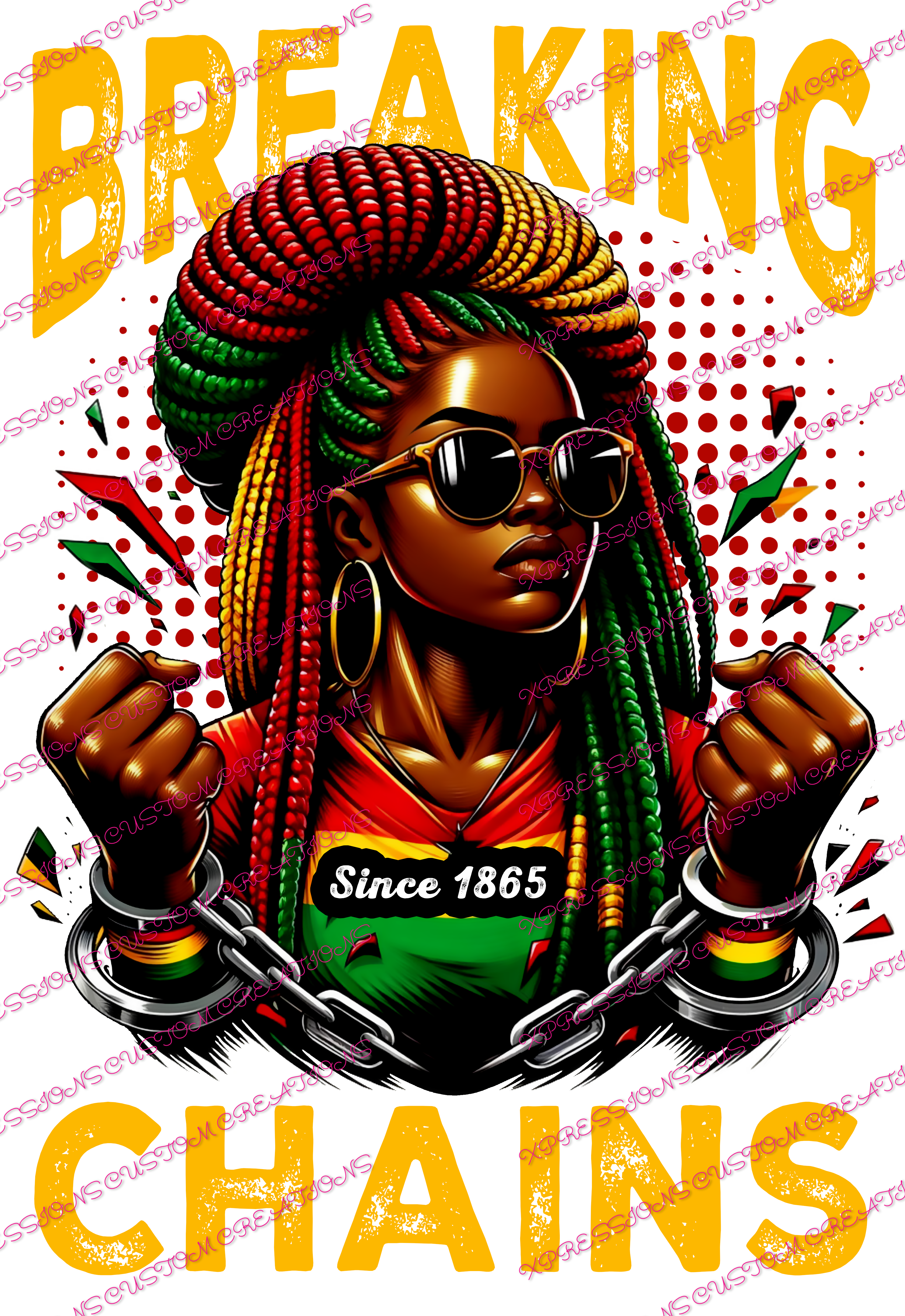 Juneteenth - Breaking Chains Girl -DTF -   We Print you Press